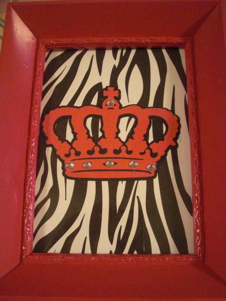 Pink and Zebra Crown Frame with Bling