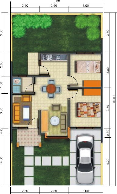 Contoh contoh Desain dan Denah Rumah Minimalis Modern Tipe 50 Tahun
