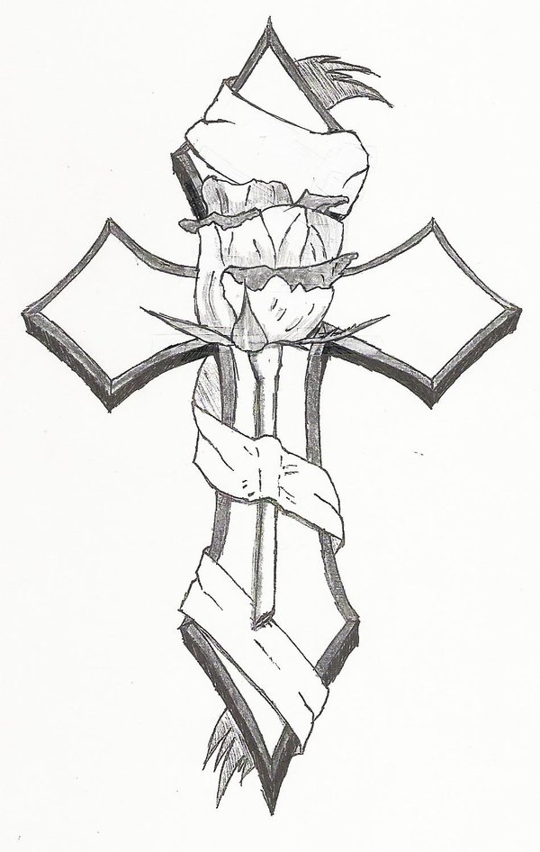 Orange Butterfly Cross Tattoo And Flash Design