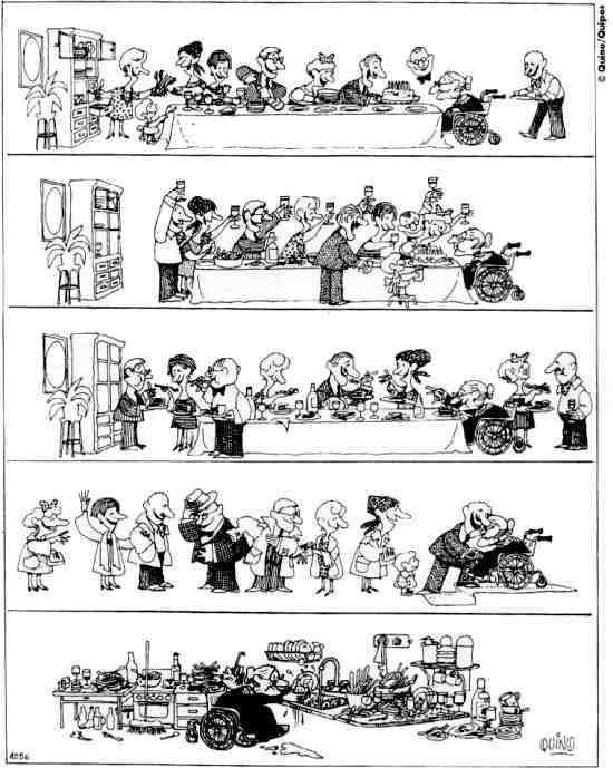 Viñeta muda de Quino Quino, viñeta muda, cena con la abuela