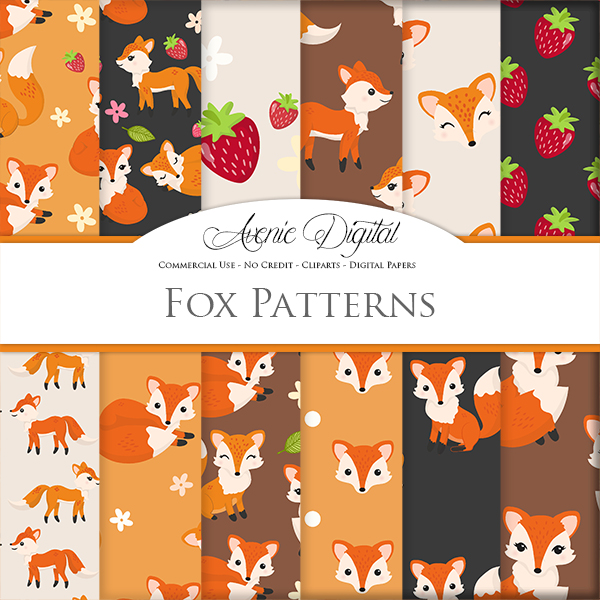 cute fox vector pattern scrapbook printables autumn digital paper
