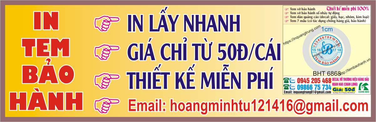 In tem bảo hành tại Ninh Thuận