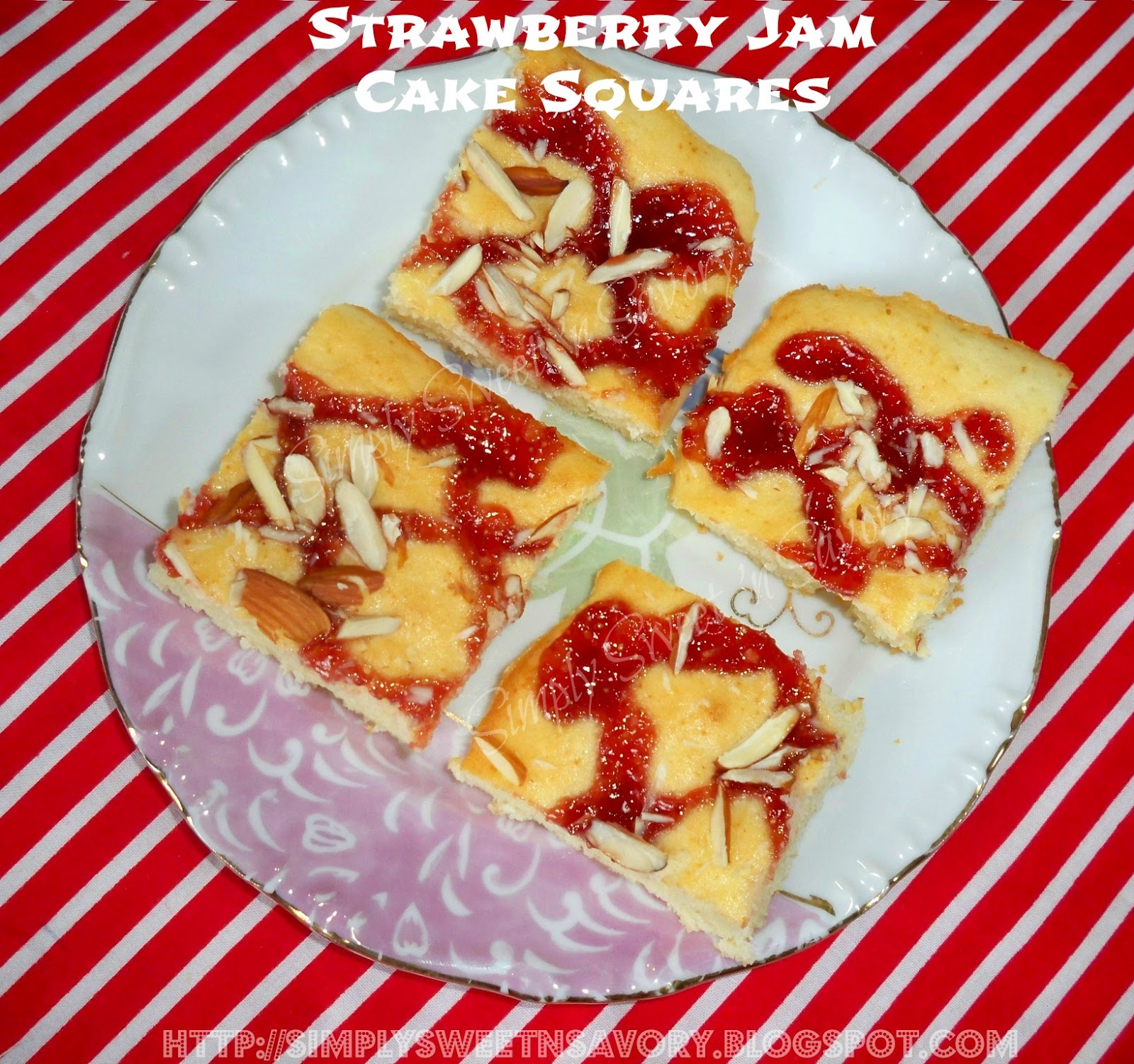 Simply Sweet 'n Savory Strawberry Jam Cake Squares
