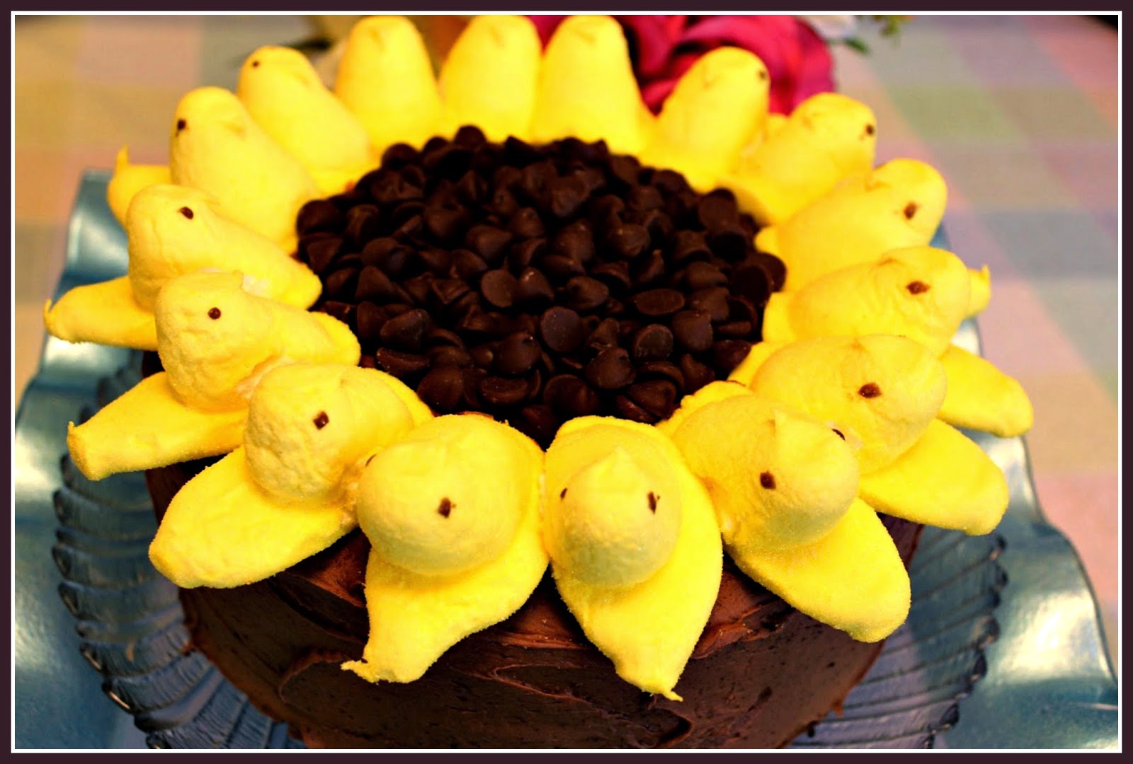 Sweet Tea and Cornbread Sunflower Peeps Cake...Chocolate Mayonnaise