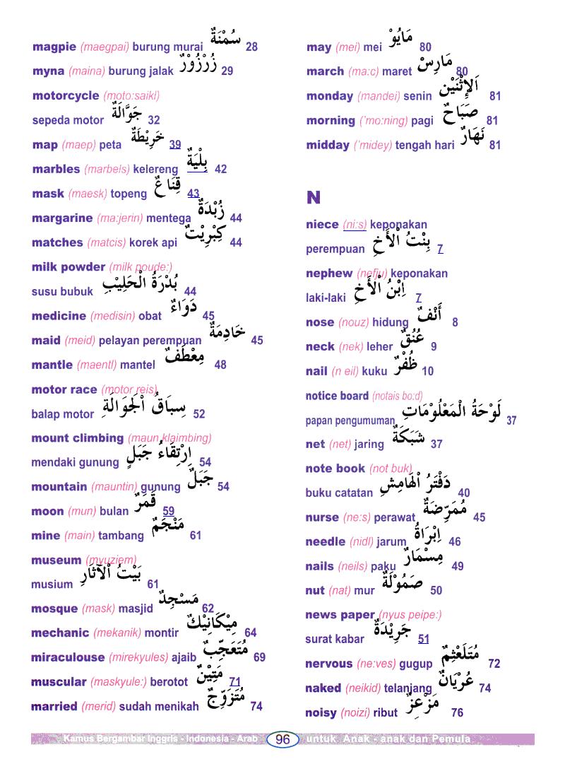 Ketikan Kamus Bahasa Arab Bergambar