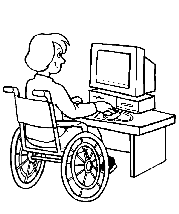 People Coloring For Kids: People With Disabilities Coloring Pages