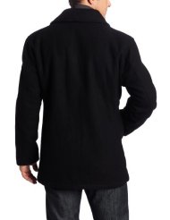 London Fog Men's Admiral Double Breasted Notch Collar Peacoat, Black, X-Large