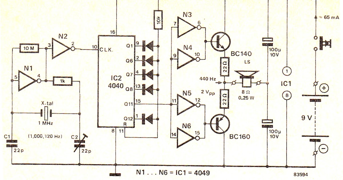 Various diagram Simple Electronic Tuning Fork Sound Generator Circuit