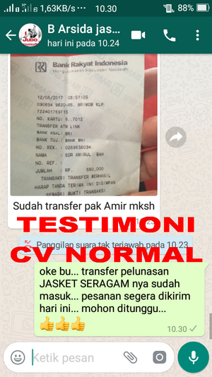 TESTIMONI PEMBELIAN JASKET SERAGAM CV NORMAL