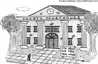 Cartoon: court offers free trials