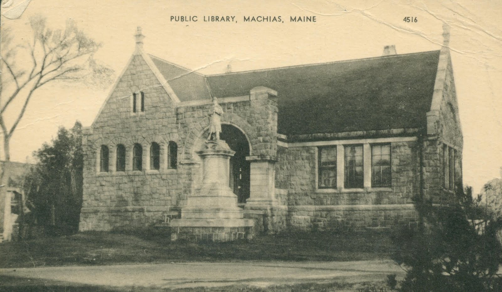 Library Postcards 1949 Public Library, Machias, Maine