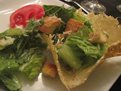 Fancy Caesar Salad in Lacy Parmesan Basket