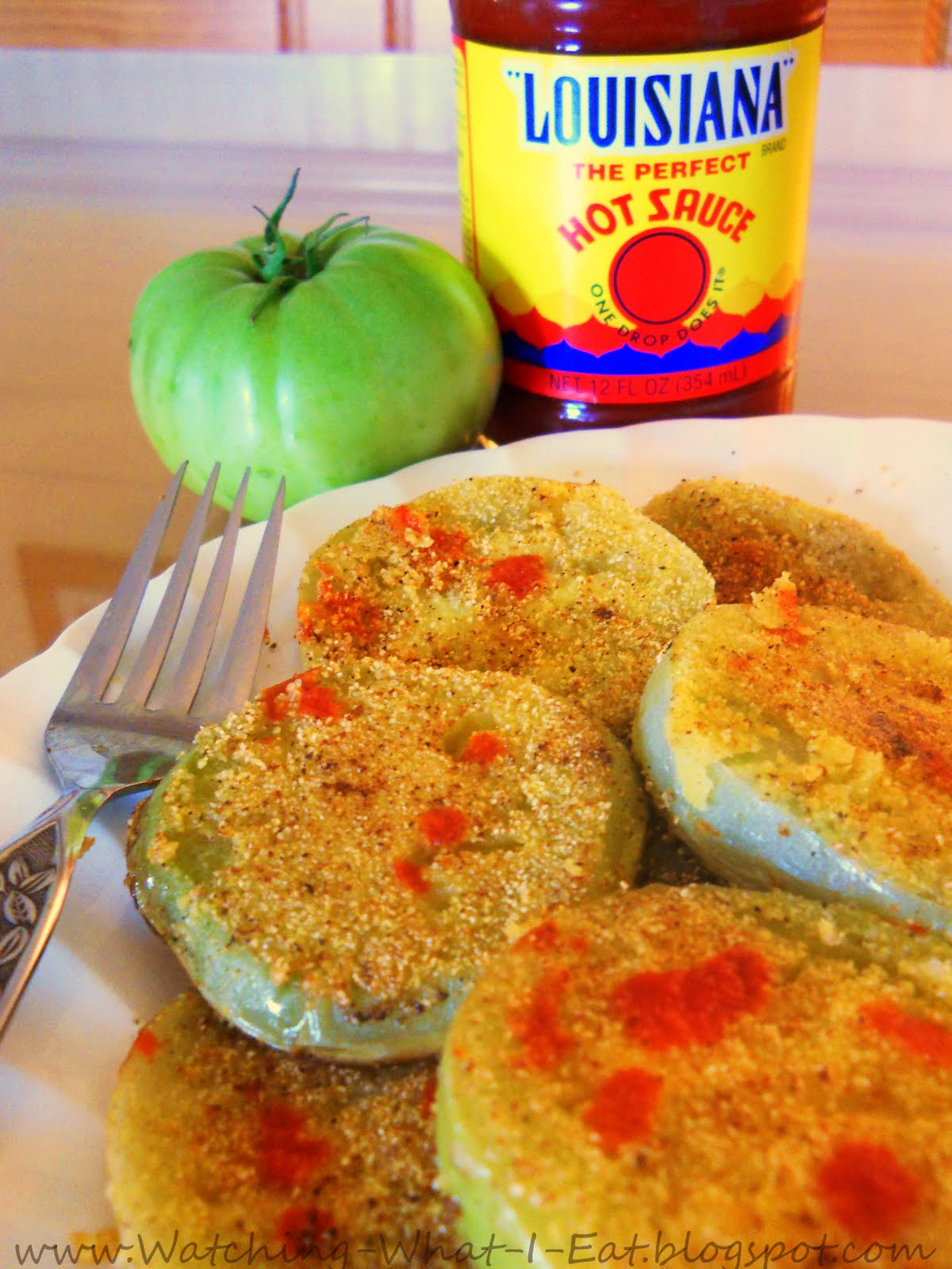 Watching What I Eat LowFat 'Fried' Green Tomatoes Meatless Monday