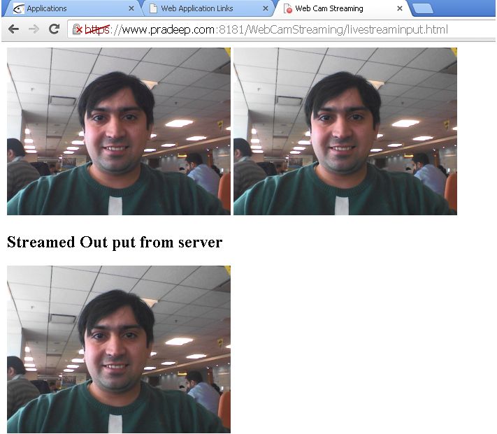 cam Live video stream using sockets in Java with GlassFish.