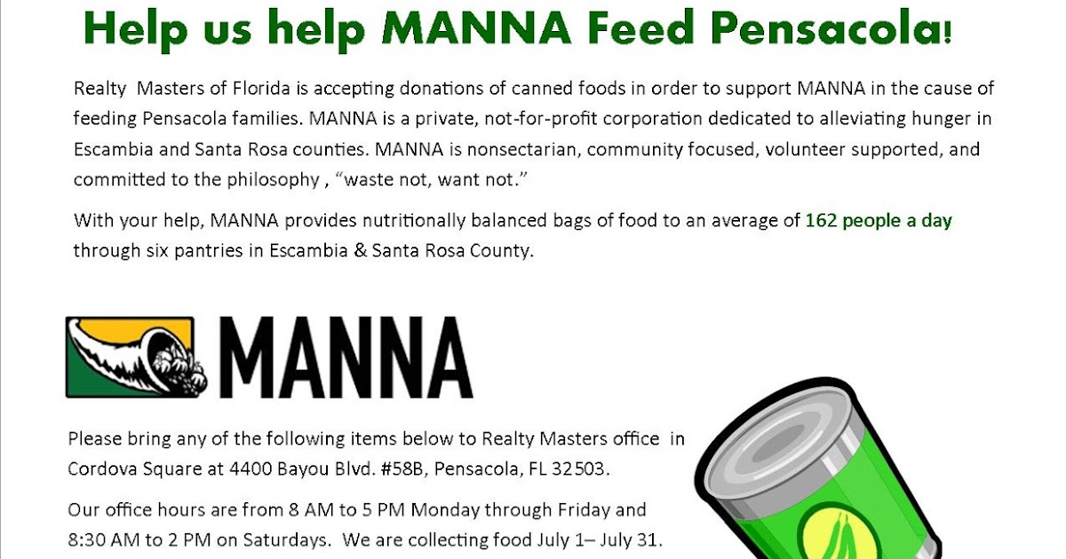 Love To Live In Pensacola Florida Manna Food Bank Drive