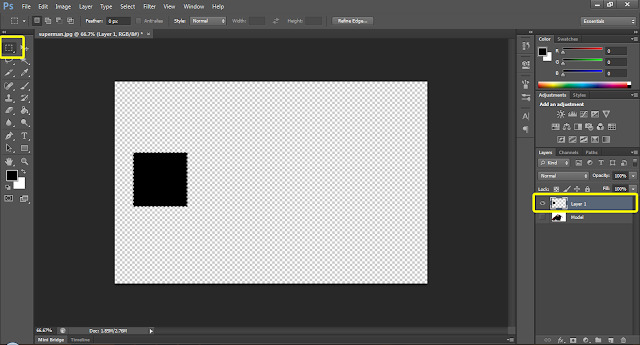 create a square selection using rectangular marquee tool in photoshop