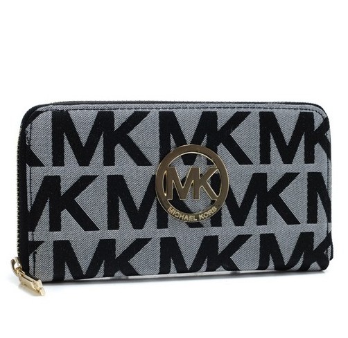 Michael Kors Black Blue Monogram Jacquard Wallet