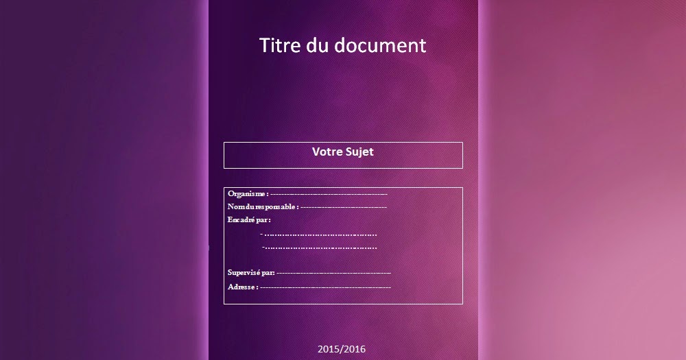 telecharger page de garde rapport de stage word