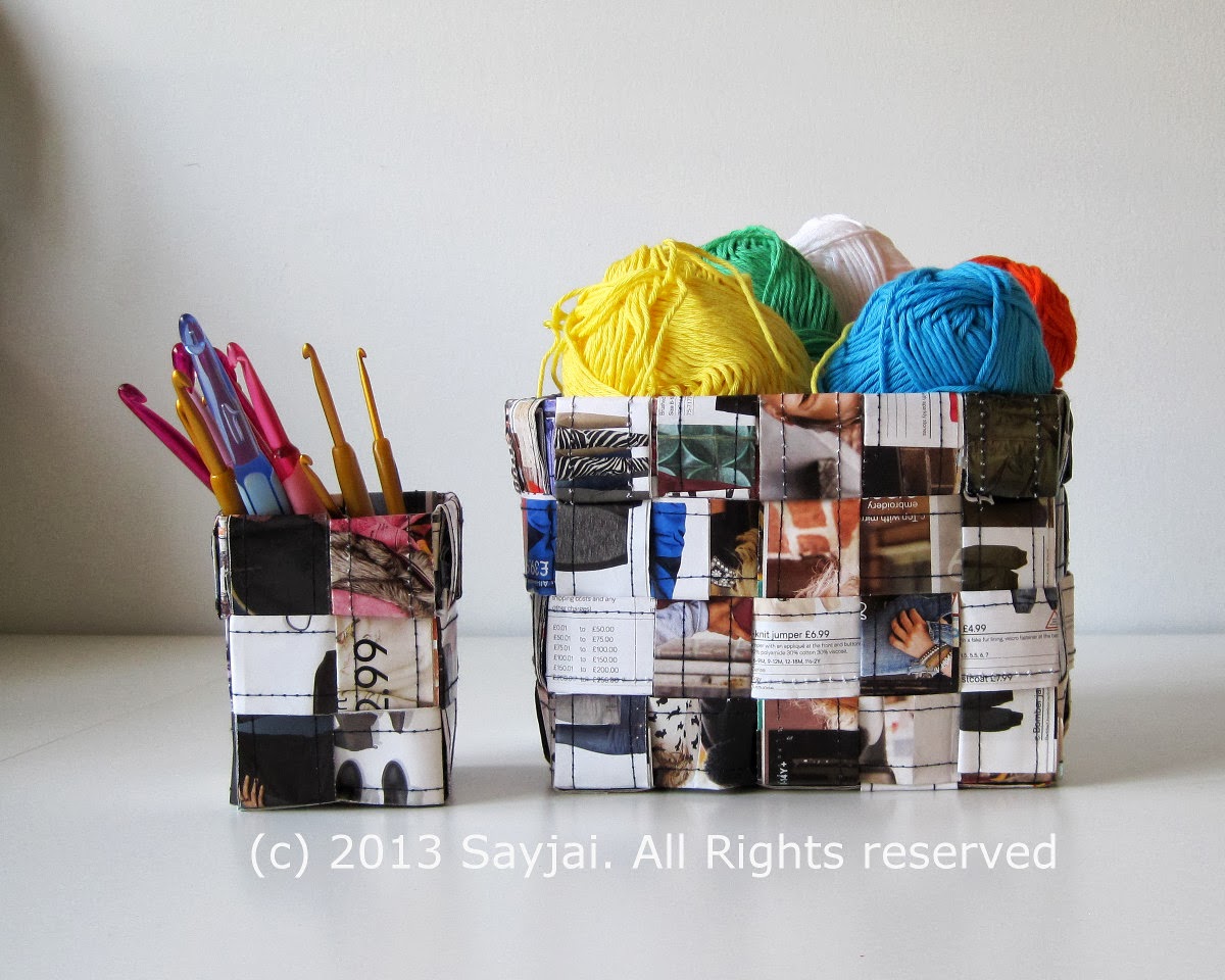Baskets from Recycled Paper Sayjai Amigurumi Crochet Patterns K and