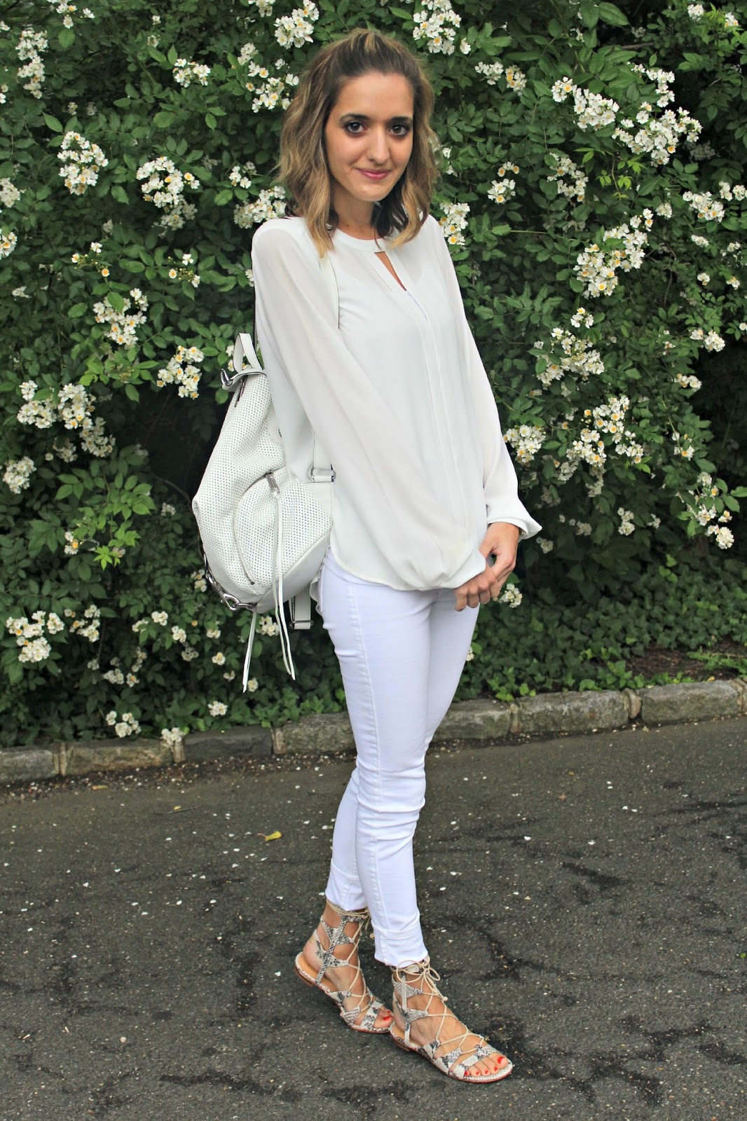 all white summer office outfit
