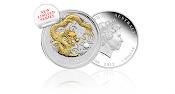 Perth Mint 1 oz 2012 Year of The Dragon Silver Bullion Coin Gilded Edition