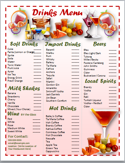 free drinks menu template free word templates cocktail menu template free drinks menu template free word templates cocktail menu template