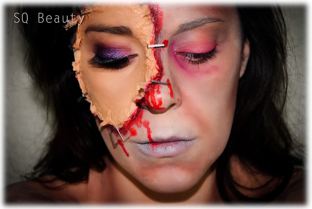 Maquillaje Efectos Especiales Zombie cara bella grapada Silvia Quiros Zombie special effects