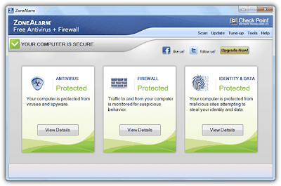 interface de zonealarm antivirus más firewall cortafuegos