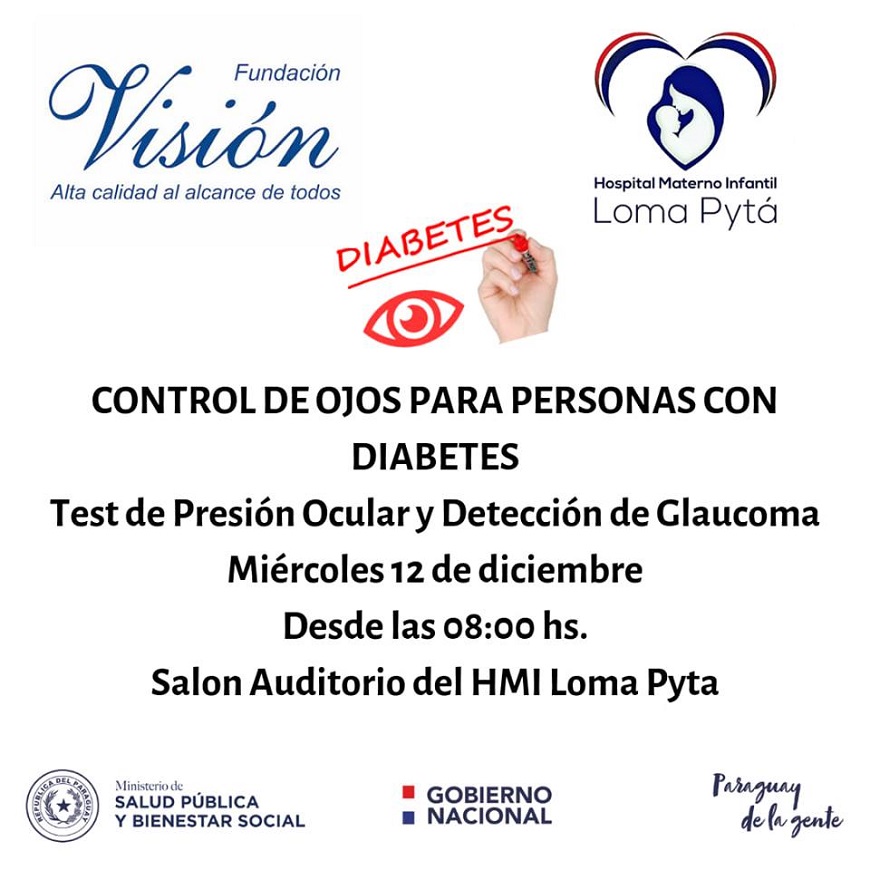Control ocular para personas con diabetes, mañana en Loma Pytã Medios