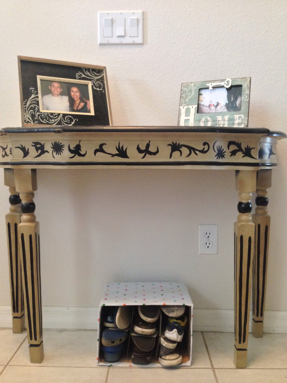 DIY Upcycled Wine Box Shoe Rack Outnumbered 3 to 1