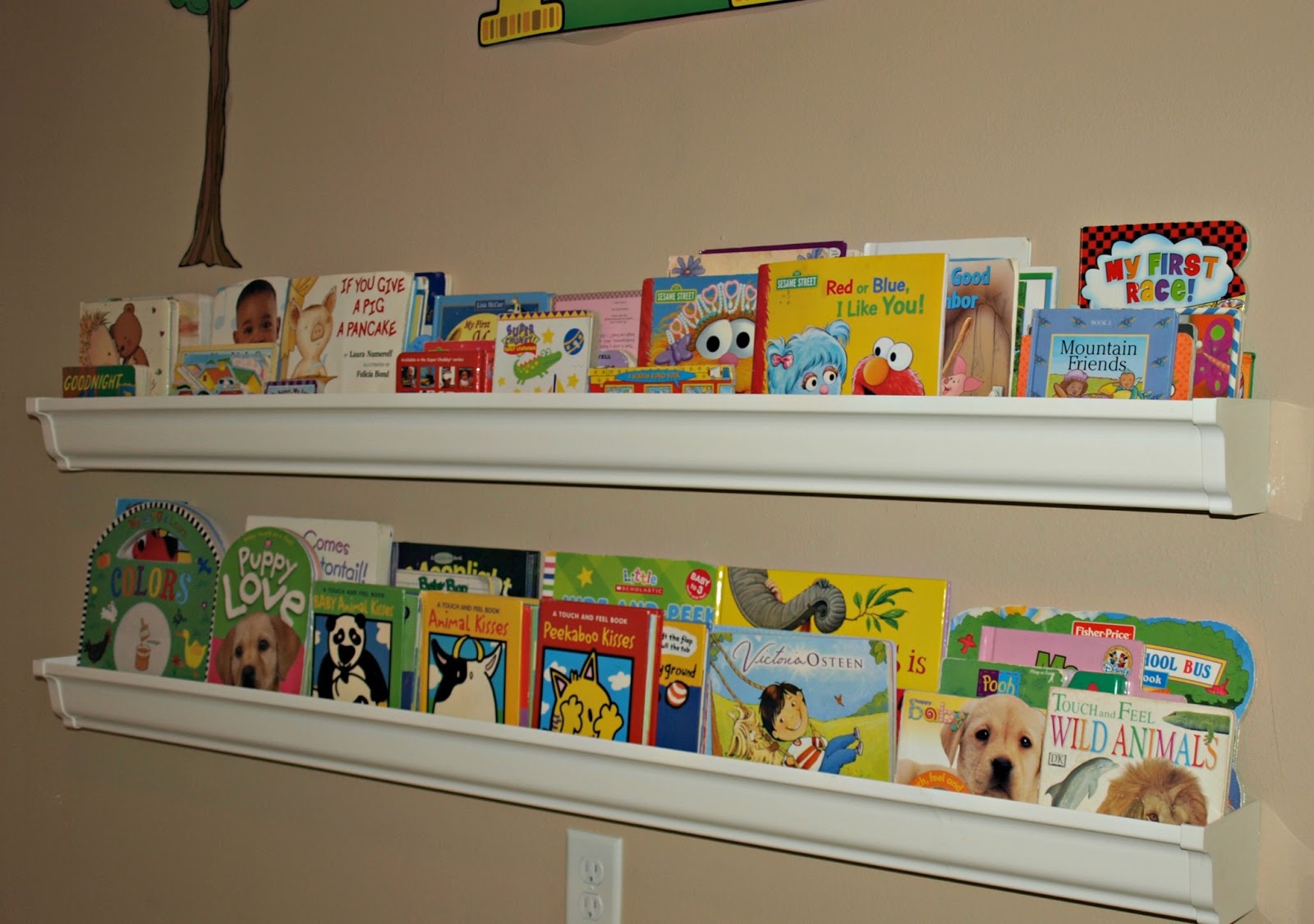 We Love Being Moms! Rain gutter Bookshelfs