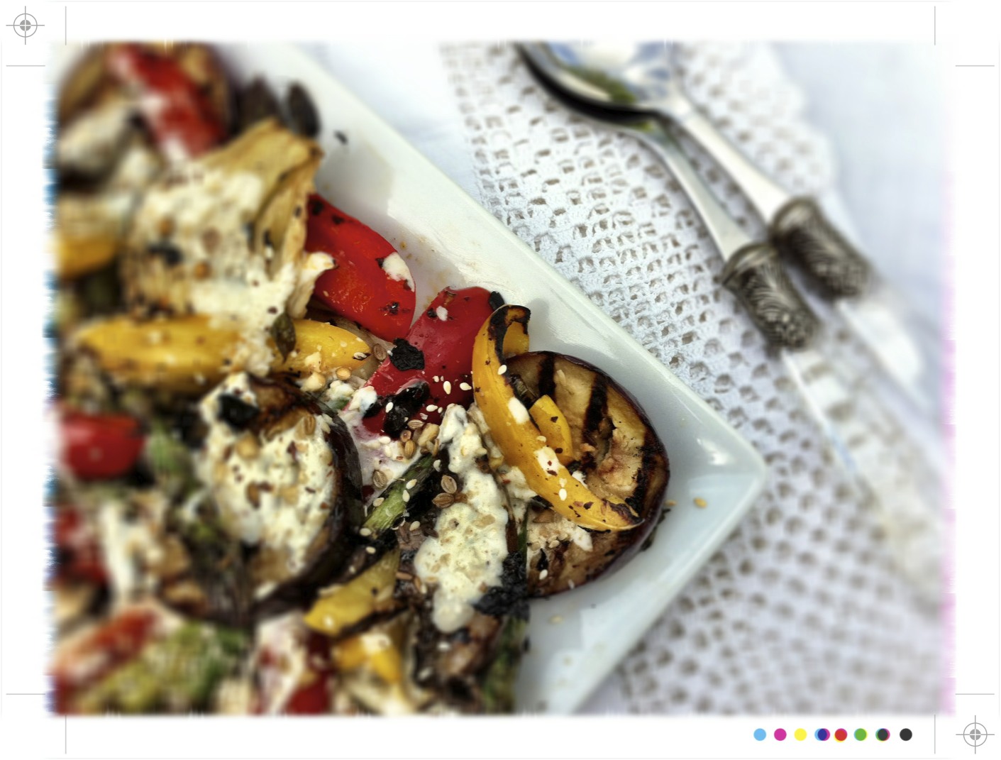 Toast Grilled Vegetables with Lemon Cumin Yoghurt & Dukkah