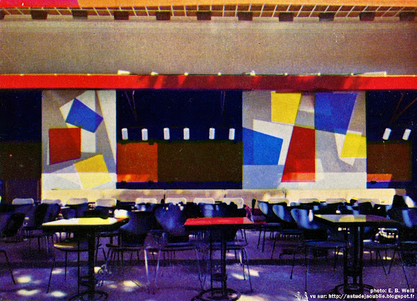 Paris - 8ème - Aménagement du café-restaurant "Le Rond-Point", Champs-Elysées.  Auteurs du projet: Jean Bailhache, Claude Parent, André Bloc  Aménagement: 1958 