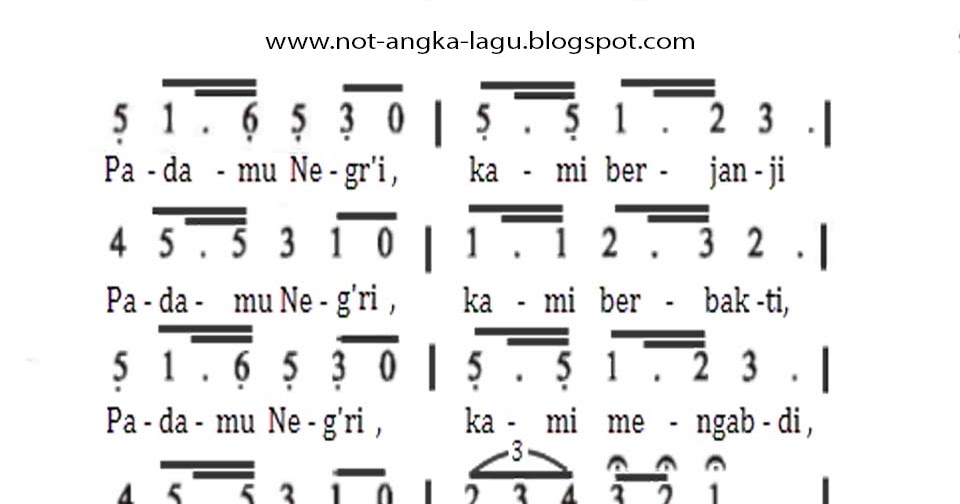 Not Angka Lagu O Ina Ni Keke