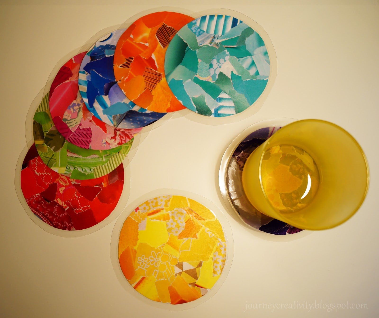 Magazines collage coasters Journey into Creativity