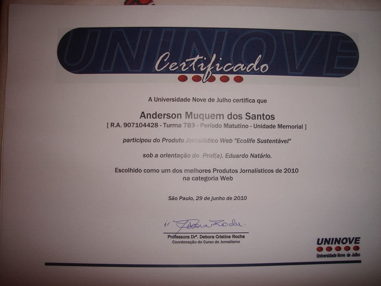 Certificado (Prêmio) II