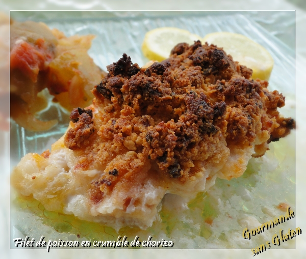 Gourmande sans gluten Filet de poisson en crumble de chorizo