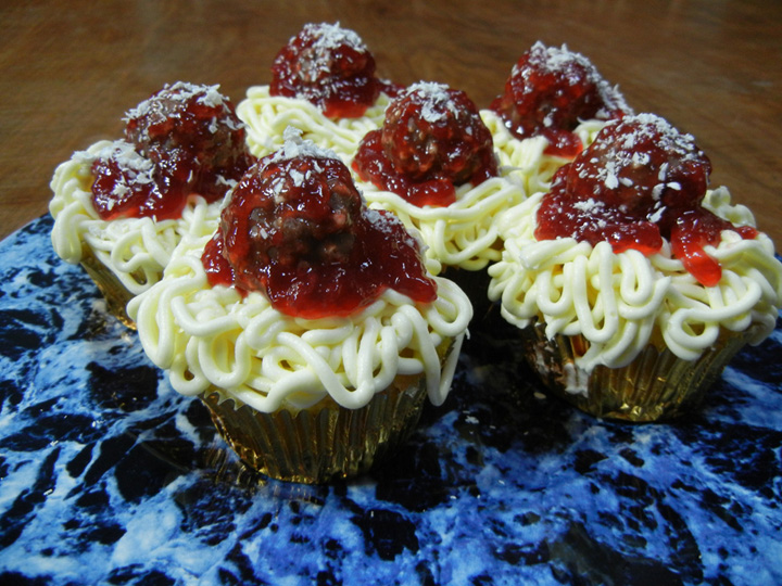 Ronna�s Blog Faux Spaghetti & Meatball Cupcakes
