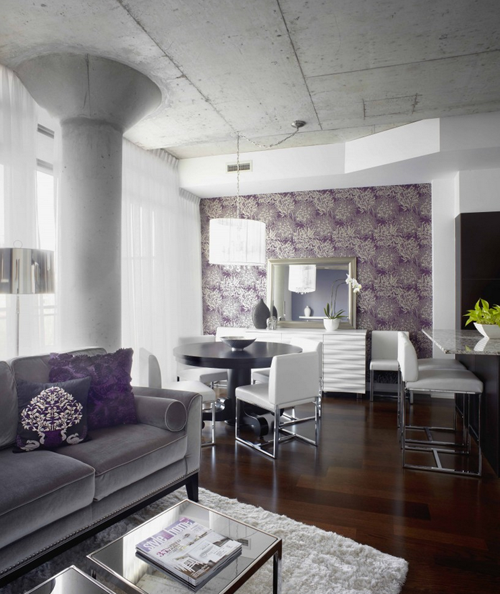Purple And Grey Living Room