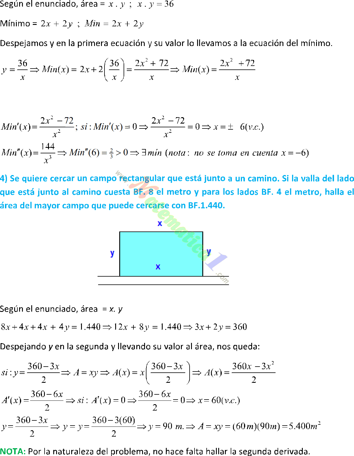 EJERCICIOS DE APLICACION DE LA DERIVADA ejercicios de aplicacion de la derivada: