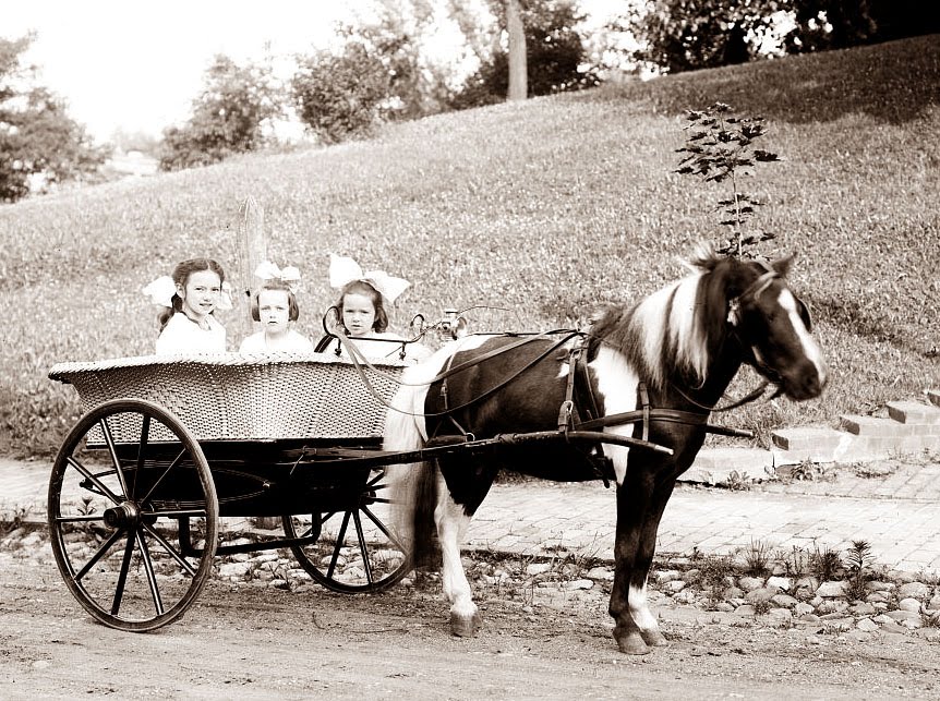 Riding Ponies in 1900s vintage everyday