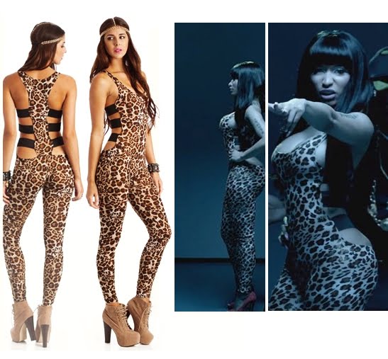 nicki minaj leapord catsuit sexy tight stilettos shoes match