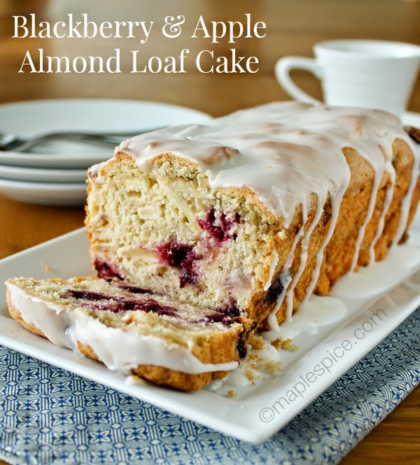 Blackberry & Apple Almond Loaf Cake. Vegan recipe.