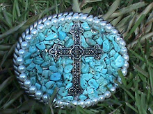 Medium Silver Cross & Turquoise Belt Buckle