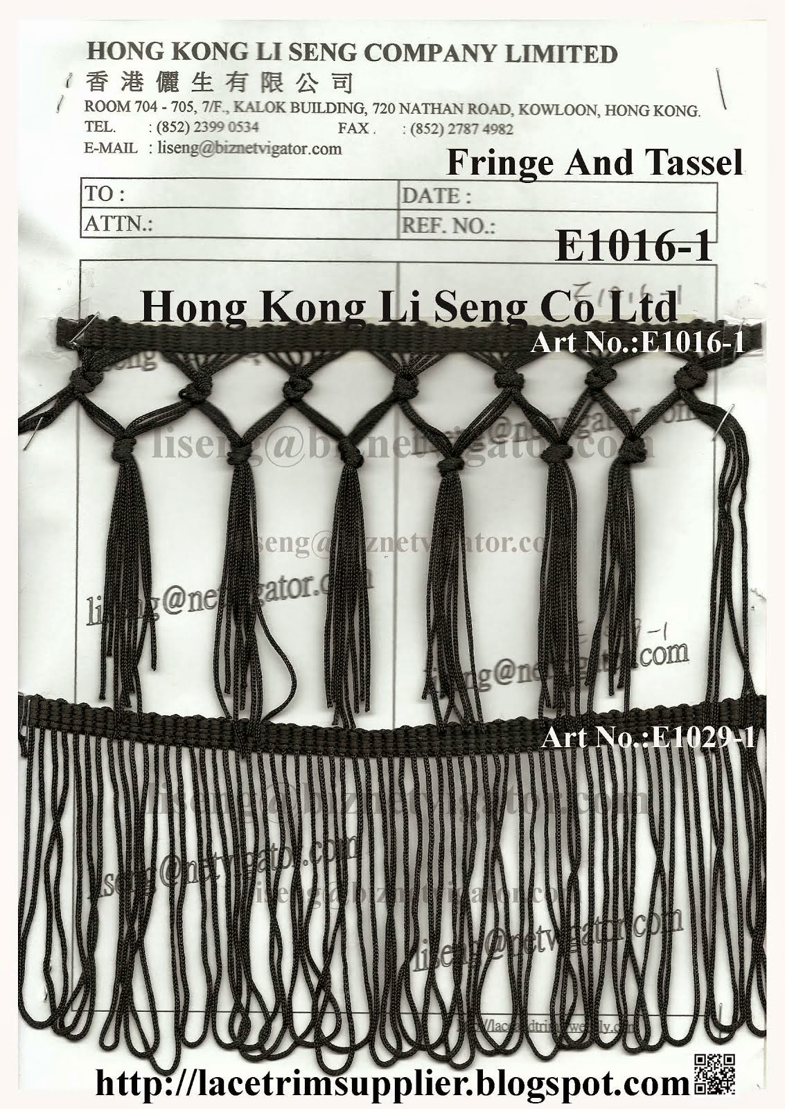 Fringe and Tassel Manufacturer Wholesale Supplier - Hong Kong Li Seng Co Ltd