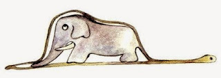 'Boa abierta' digiriendo un elefante. Ilustración original del libro 'El Principito' de Antoine de Saint-Exupéry.