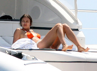 Irina Shayk laying on a yacht