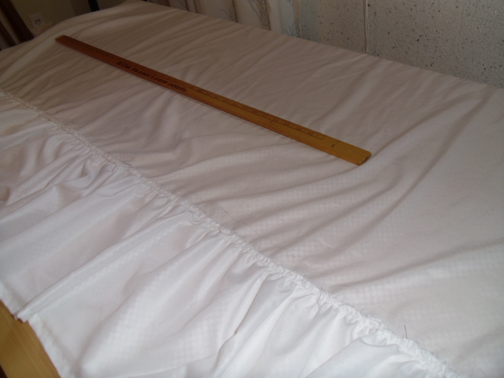 creating domestic bliss Ruffle Curtain from Bedsheets