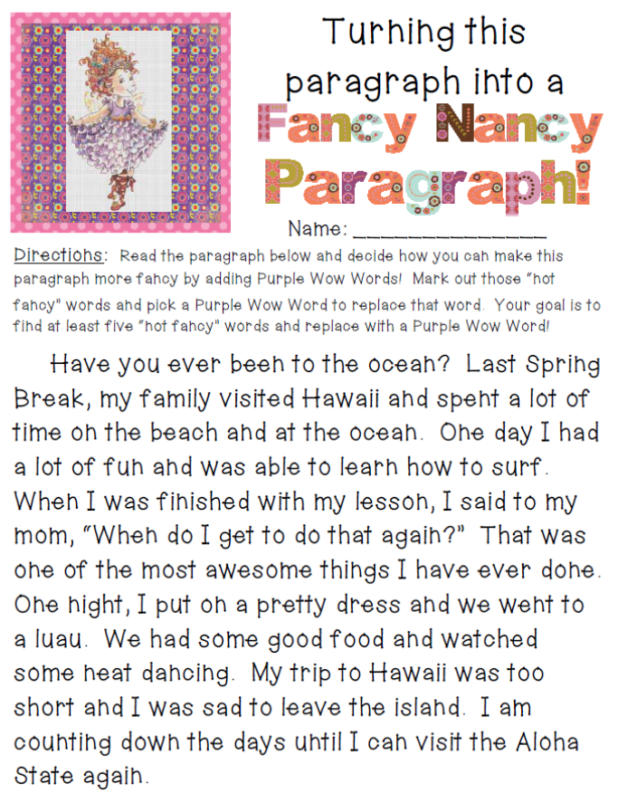 Good vocabulary words for writing picture