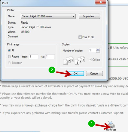 Cara deposit dengan wire transfer